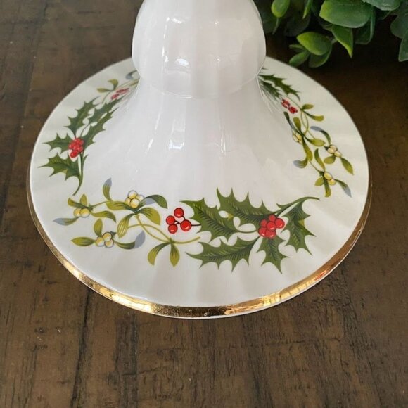 Royal Sutherland Fine Bone China Candle Candlestick Holder - Holly - Picture 2 of 4